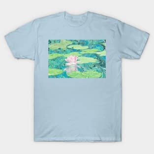 Water Lily Marbled Paper Collage T-Shirt